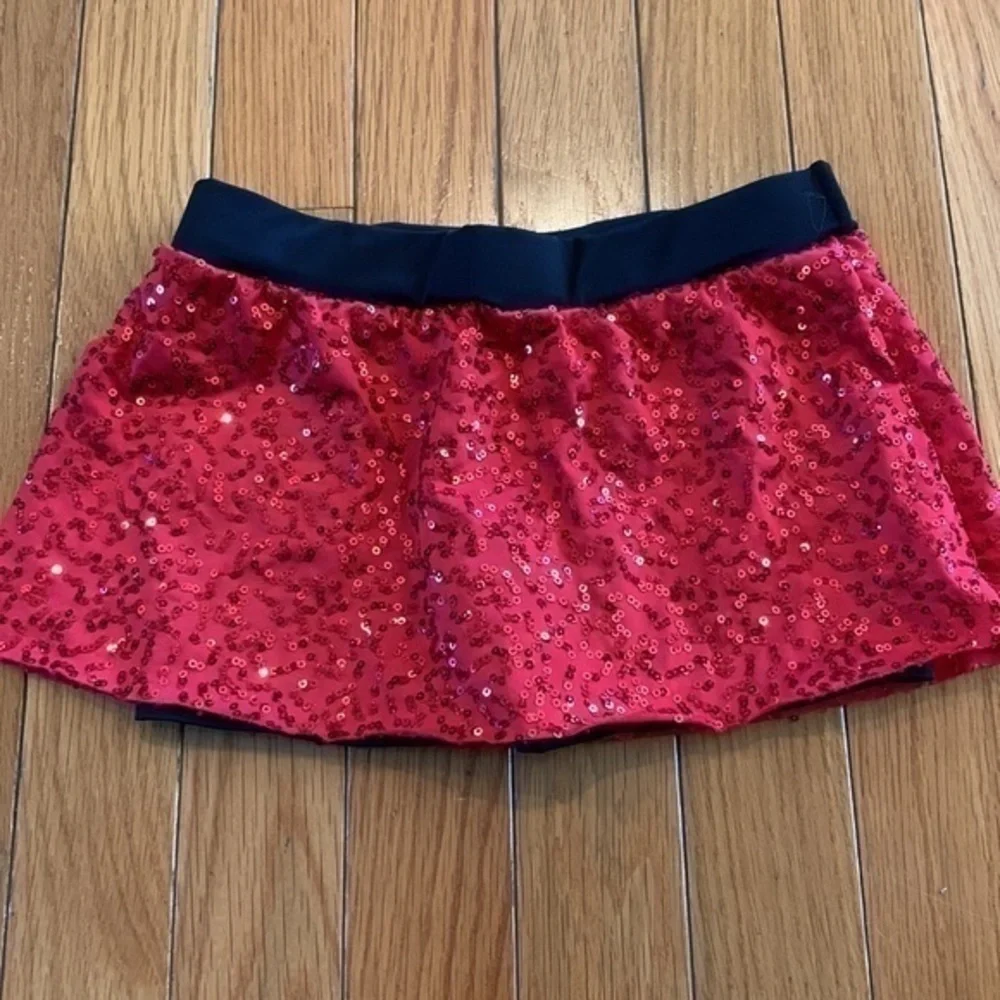 Balera Red Sequin Dance Skirt Skort Child Small
